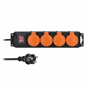 Gumenný predlžovací kábel s vypínačom 3m 4x zás. 3x1,5 mm2, H05RR-F3 IP44 (SOLIGHT)