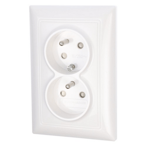 Dvojzásuvka 2P+T/16A/250V clonky (45°) (PS) biela Basic55 (ABB)
