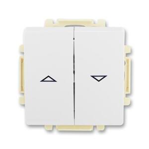 Ovládac žalúzií tlacidlový 10A/250V s blok. (PS) biela Swing-L (ABB)