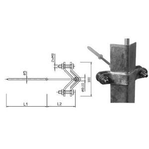 Držiak ochranného uholníka univerzálny s klincom L1=140mm, L2=80mm, Fe-Zn (DOUkl.2) (ZIN)