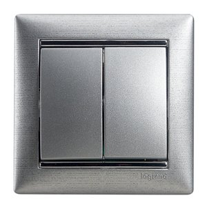 Prepínač dvojitý str. (5B) 10AX/250V hliník Valena (Legrand)