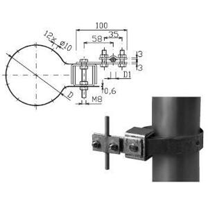 Svorka na potrubie D=50-150mm, D1=8-10mm, Fe-Zn (ST10) (ZIN)