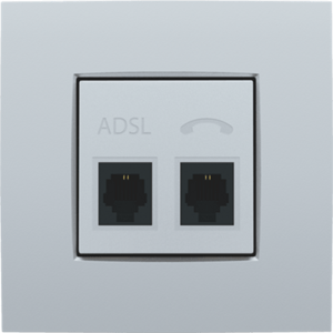 Kryt zásuvky dátovej 2xRJ11 ADSL/tel. strieborná (NIKO)