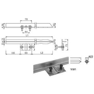 Tyč profilová uzemňovacia L1=2000mm, L2=1820mm, Fe-Zn (ZPT2) (ZIN)