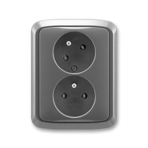 Dvojzásuvka 2P+T/16A/250V clonky (45°) (PS) IP40 sivá dymová Tango (ABB)