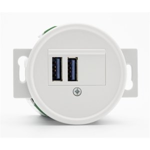 Okrúhla retro USB zásuvka (2xUSB) 2,5A biely duroplast (THPG)