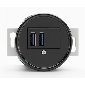Okrúhla retro USB zásuvka (2xUSB) 2,5A čierny bakelit (THPG)