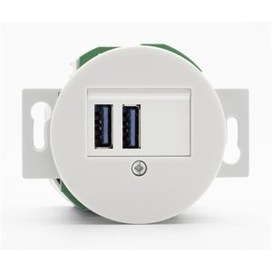 Okrúhla retro USB zásuvka (2xUSB) 2,5A biely porcelán (THPG)