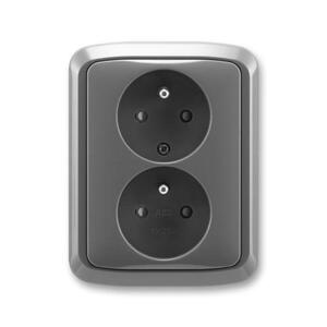 Dvojzásuvka 2P+T/16A/250V clonky (SS) sivá dymová Tango (ABB)