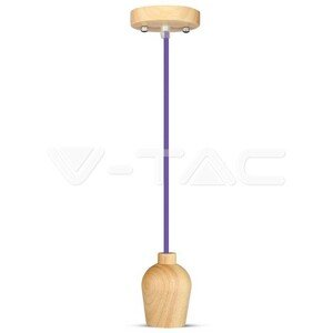 Závesné jednoduché svietidlo Wood E27 fialový kábel VT-7778 (V-TAC)