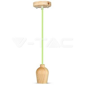 Závesné jednoduché svietidlo Wood E27 zelený kábel VT-7778 (V-TAC)