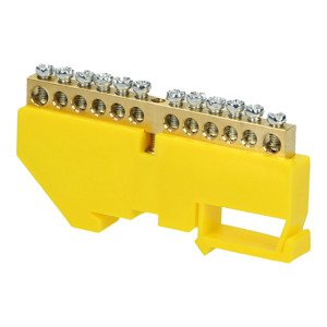Zbernica zemniaca na DIN lištu (mostík prepojovací) 12 otvorov max 16mm2 žltá (ORNO)