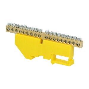Zbernica zemniaca na DIN lištu (mostík prepojovací) 18 otvorov max 16mm2 žltá (ORNO)