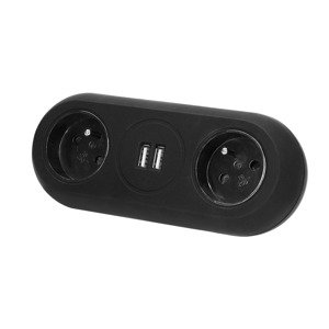 Predlžovací kábel na stôl 2-násobný + 2xUSB čierny 1,5m (ORNO)