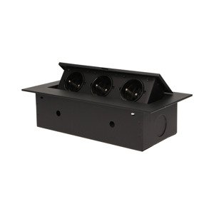 Nábytková zásuvka výklopná 3x230V IP20 2mm hranatá čierna - bez prívodu (ORNO)