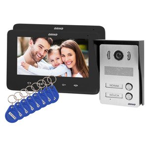 Sada videovrátnika INDI MULTI 7" pre 2 domácnosti s RFID čierna na povrch (ORNO)