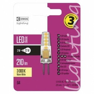 LED žiarovka Classic JC 2W 12V G4 3000K (EMOS)