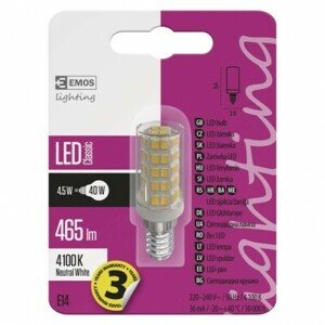 LED žiarovka Classic JC 4,5W E14 4500K (EMOS)