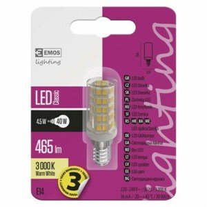 LED žiarovka Classic JC 4,5W E14 3000K (EMOS)
