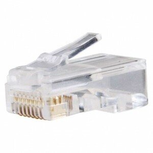 Konektor RJ45 (koncovka) pre UTP kábel (drôt), biely (EMOS)