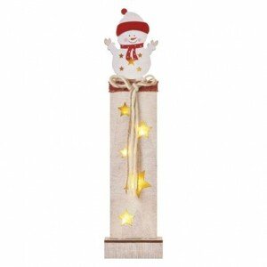 LED dekorácia drevená – snehuliak, 46 cm, 2x AA, vnútorná, 3000K, časovač (EMOS)