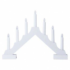 LED svietnik drevený biely, 29 cm, 2x AA, vnútorný, 3000K, časovač (EMOS)
