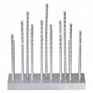 LED svietnik strieborný, 28,5 cm, 3x AA, vnútorný, 3000K, časovač (EMOS)