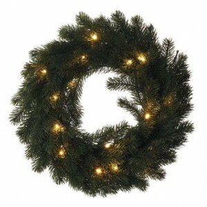 LED vianočný veniec, 40 cm, 2x AA, vnútorný, 3000K, časovač (EMOS)