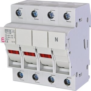 Poistkový odpojovač EFD 10 3-pólový+N 32A 690V pre CH10 gG/aM s LED inditkátorom (ETI)