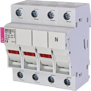 Poistkový odpojovač EFD 10 3-pólový+N 32A 690V pre CH10 gG/aM s NEON indikátorom (ETI)