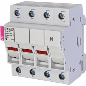 Poistkový odpojovač EFD 10 3-pólový+N 32A 690V pre CH10 gG/aM s NEON inditkátorom a adapté