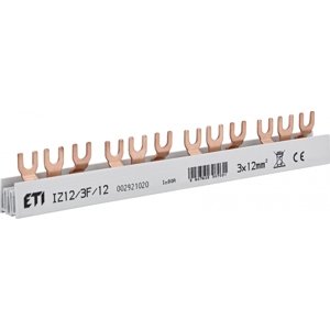 Prepojovacia lišta (hrebeň) 3-pólová 21cm 12M 12mm2 Tvar:U (ETI)