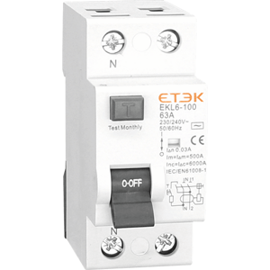 Prúdový chránič 1P+N 63A 6KA 30mA typ AC EKL6-100 (ETEK)