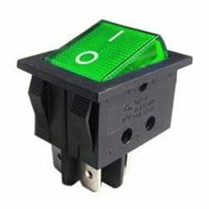 Vypínač kolískový ON-OFF 2pol 250V/15A zelený (HDX)