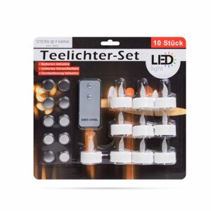 Sada LED čajových sviečok - s diaľkovým ovládačaom - biela - 10 ks / blister