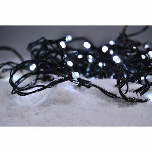 Solight LED vonkajšia vianočná reťaz, 50LED, 5m, 3m prívod, 8 funkcií, IP44, 3x AA, 6500K