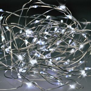 Solight vianočná reťaz strieborná, 100x mini LED, 10m, 3 x AA, studené svetlo