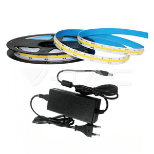Sada LED pásika so zdrojom CRI HL 24V 10W, 6400K, 1000lm COB 480 LED/m (V-TAC)