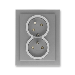 Dvojzásuvka 2P+T/16A/250V clonky (45°) (PS) IP40 ocel/titán Neo Tech (ABB)