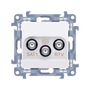 Anténna zásuvka SAT-SAT-RTV dvojitá satelitná, tlm.:1dB, biela