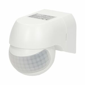 Mini nástenný PIR pohybový senzor 180°, IP44, 800W, biely