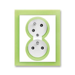 Dvojzásuvka 2P+T/16A/250V clonky (45°) (PS) IP40 biela/zelená ladová Neo (ABB)