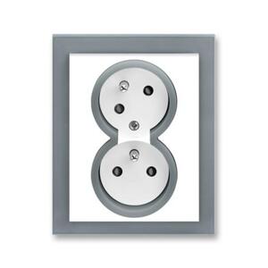 Dvojzásuvka 2P+T/16A/250V clonky (45°) (PS) IP40 biela/sivá ladová Neo (ABB)