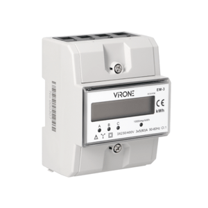 Trojfázový elektromer s LCD displejom EM-3, 3 tarify, 80A, 3680W, DIN, VIRONE