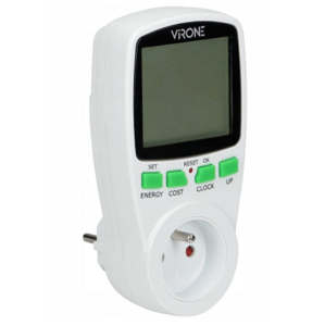 Dvojtarifný elektromer s LCD displejom EM-1, 2 tarify, 2x 1,5V LR44, 3680W, VIRONE