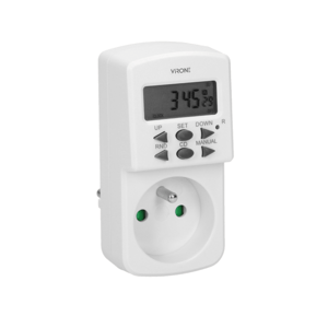 Elektronický časovač do zásuvky VIRONE DT-2, 10 programov, 1800W, 16 kombinácii/týždeň
