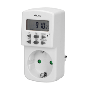 Elektronický časovač do zásuvky VIRONE DT-2 (GS), SCHUKO,10 programov, 1800W, 16 kom/týžde
