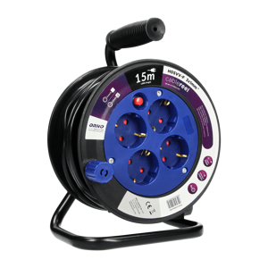 MINI cable reel, PVC, H05VV-F 3x1.5mm2, 15m, 4x2P+E (Schuko)