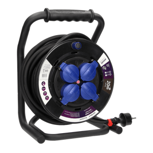 Kábel predlžovací gumený 20m so 4 zásuvkami 2P+E Schuko, PVC, H07RN-F 3X2,5mm2, IP44