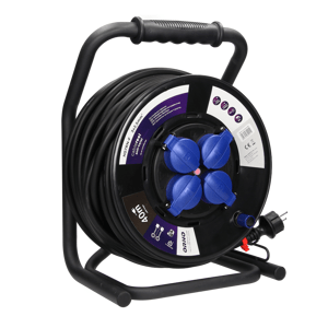 Kábel predlžovací gumený 40m so 4 zás. 2P+E Schuko, PVC, H07RN-F 3X2,5mm2, IP44, termospín